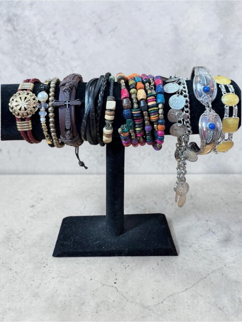 Colorful Beaded and Silver Assortment of Bracelets
